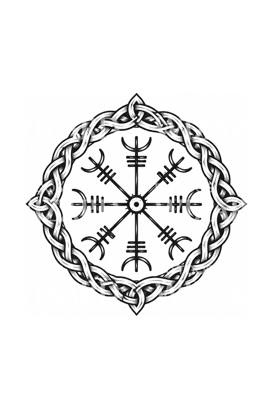 Vegvisir in Knotwork Ring Sketch Tattoo