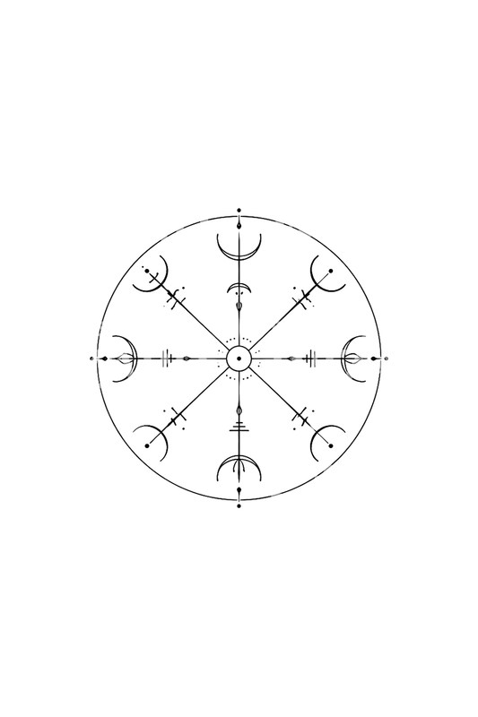 Vegvisir Inspired Compass in Thin Circle Fine Line Tattoo