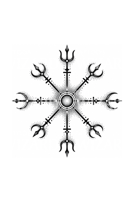 Idea de tatuaje de brújula de ocho bastones inspirada en Vegvísir