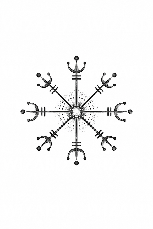 Vegvisir nordisk kompas tatovering i dotwork