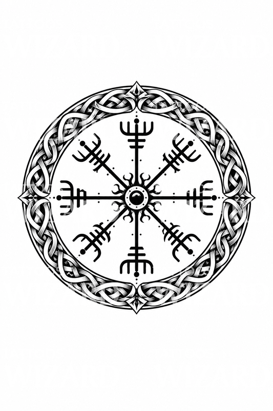 Tatouage boussole nordique Vegvísir avec nœuds