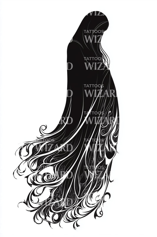 Veiled Ghost Figure Tattoo Design