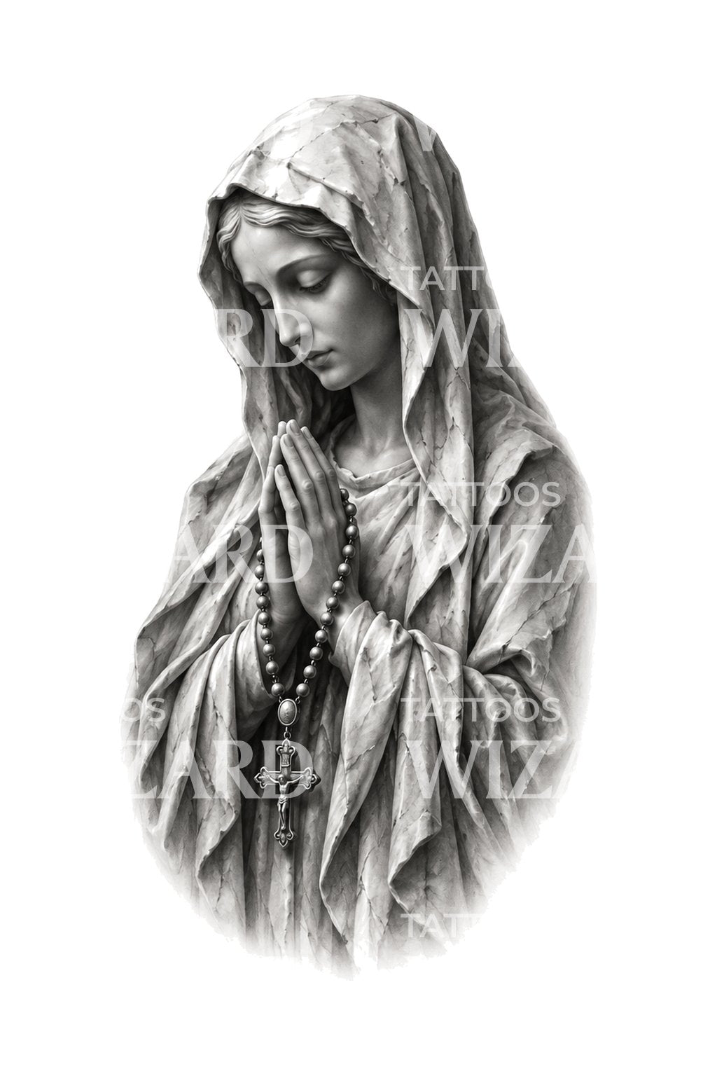 Tatuaggio Madonna velata con rosario