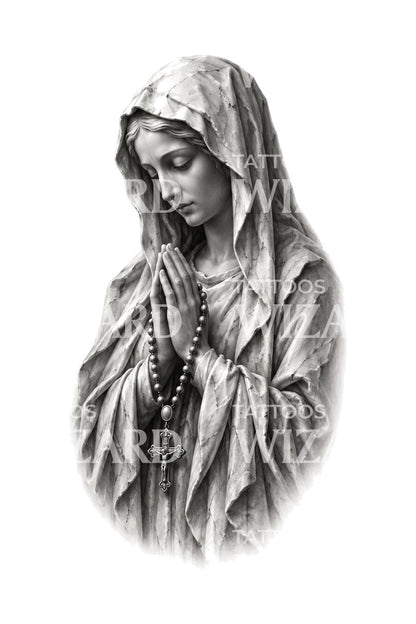 Tatuaggio Madonna velata con rosario