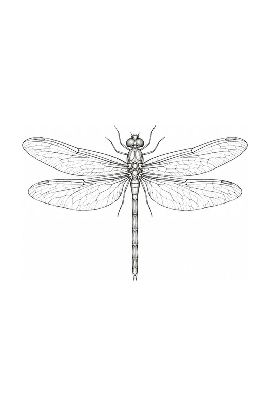 Veined Dragonfly Fine Line Tattoo Idea