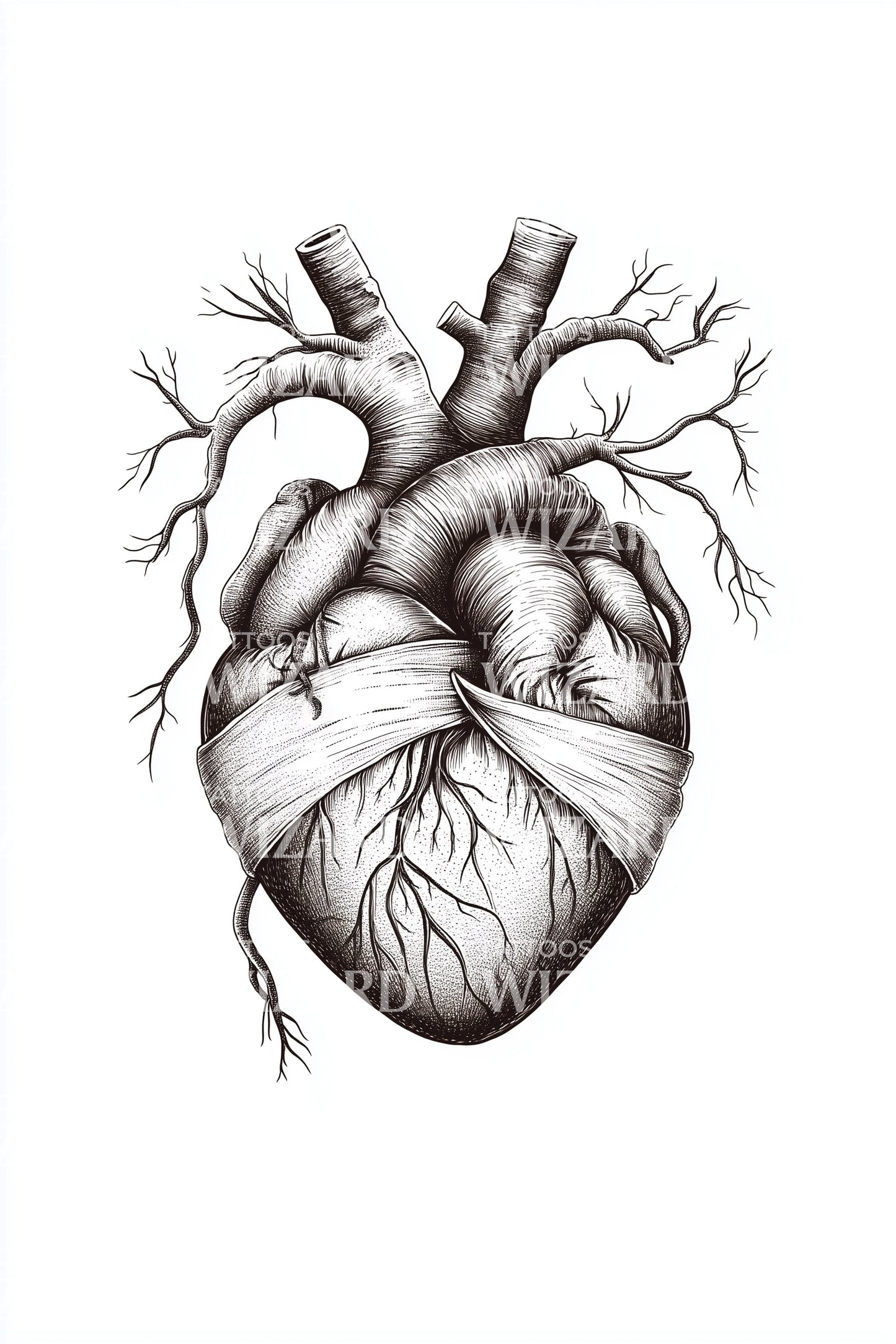 Disegno Tatuaggio Cuore Sacro Venato