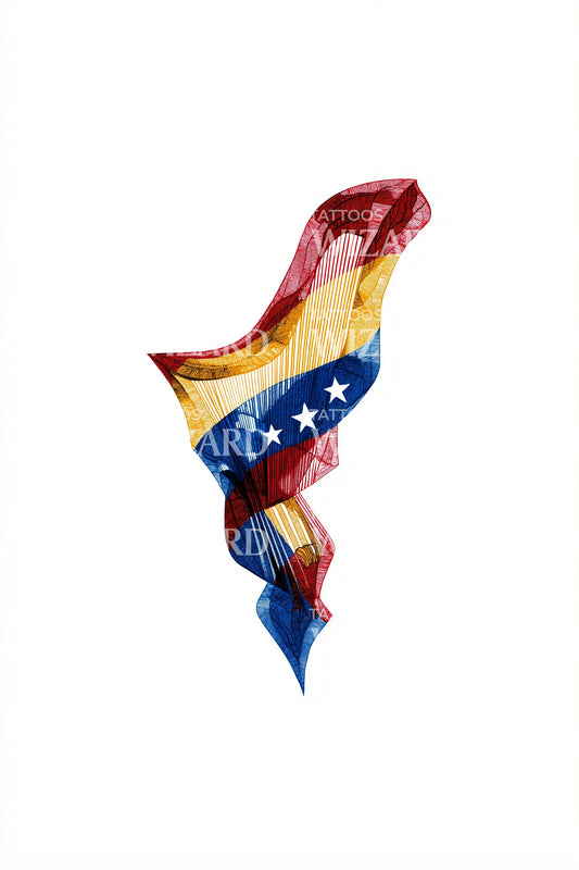 Venezuela Flag Ribbon Tattoo Design
