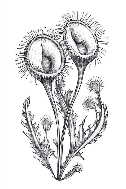 Venus Flytrap Bouquet Tattoo Design