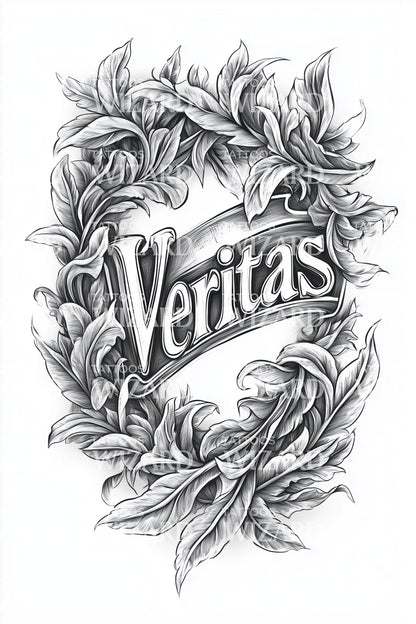 Veritas Baroque Wreath Tattoo Illustration