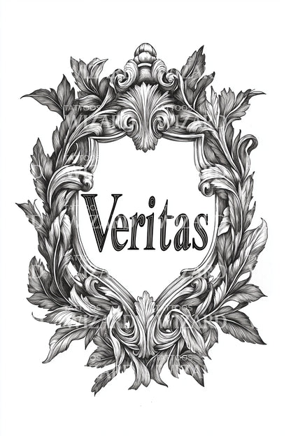 Veritas Laurel Emblem Tattoo Design