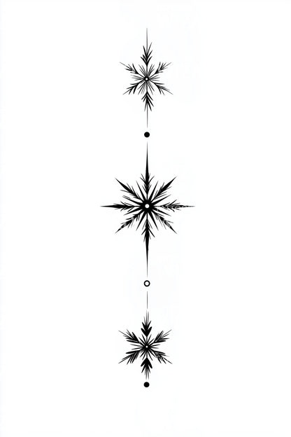 Vertical Celestial Stars Tattoo Design
