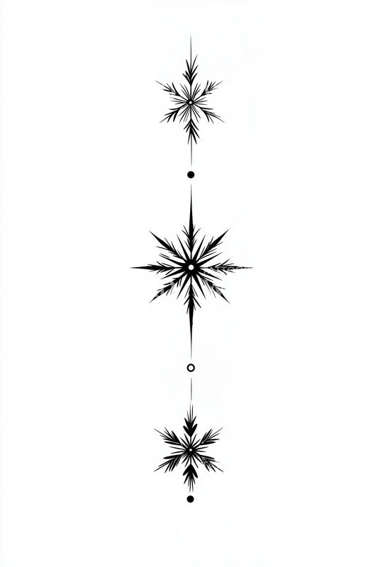 Vertical Celestial Stars Tattoo Design