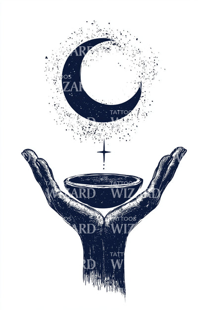 Vertical Crescent Blade Petals Tattoo Design