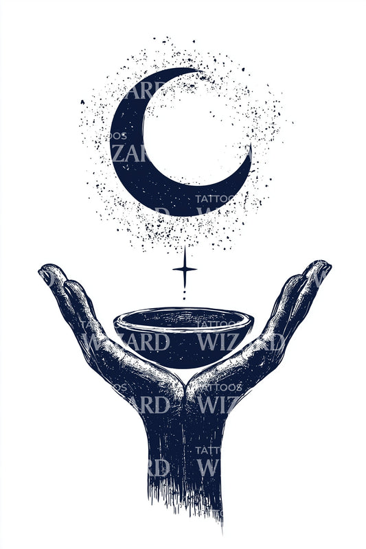 Vertical Crescent Blade Petals Tattoo Design