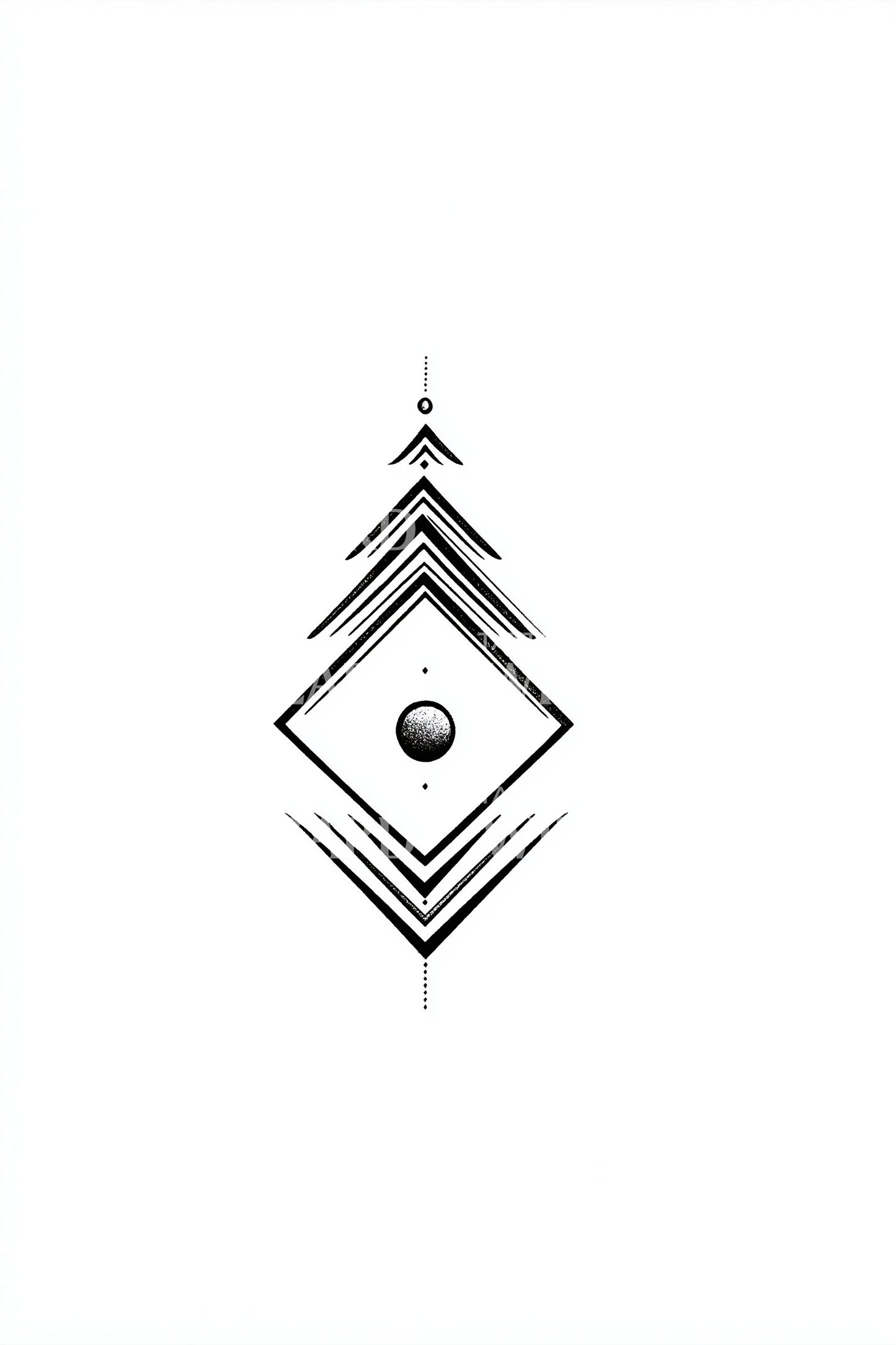 Vertical Diamond Holiday Ornament Tattoo Illustration