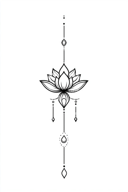 垂直莲花吊坠纹身设计灵感