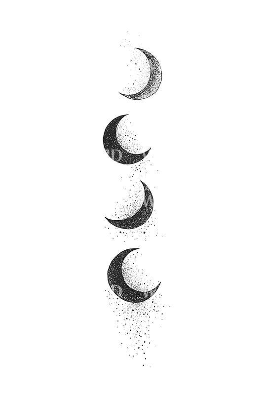Vertical Moon Phases Tattoo Design