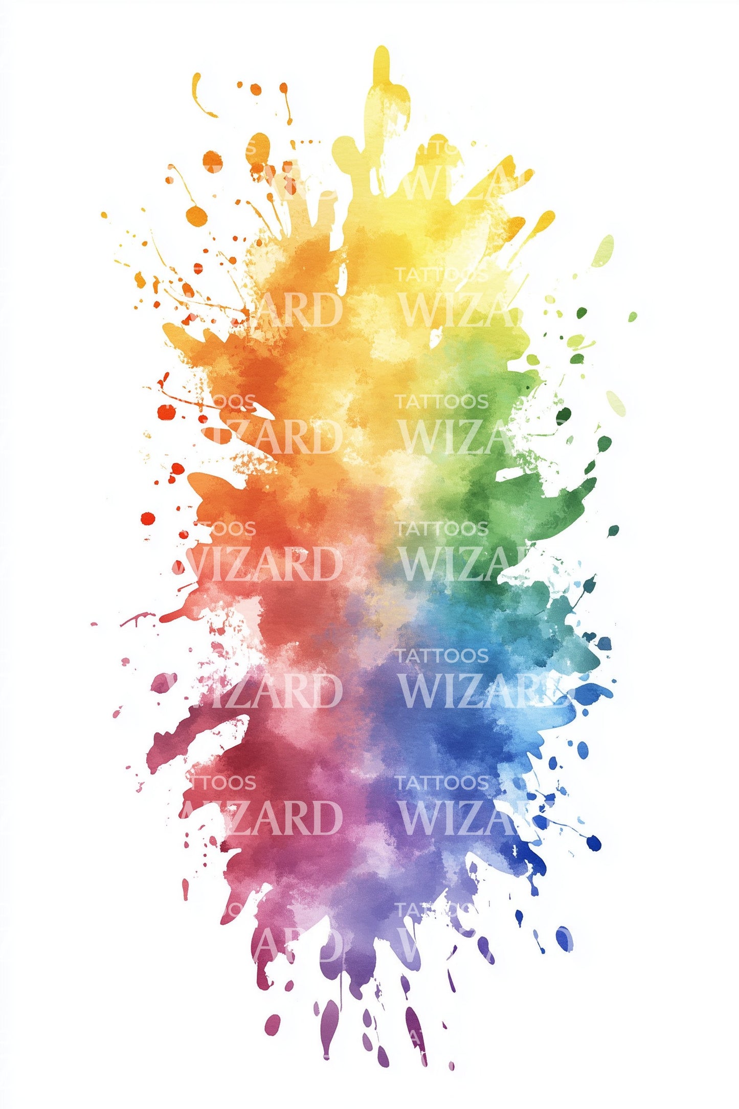 Design Tatuaggio Splash Arcobaleno Verticale