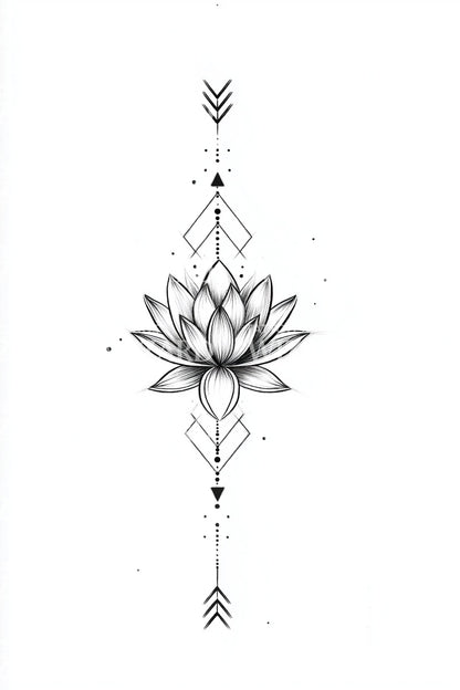 Vertical Sacred Lotus Column Tattoo Design