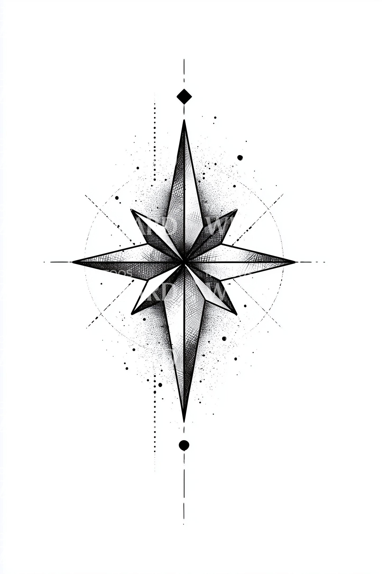 Vertical Shattered Starburst Tattoo Illustration