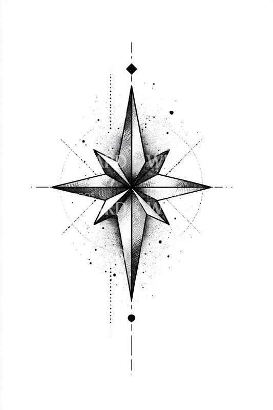 Vertical Shattered Starburst Tattoo Illustration