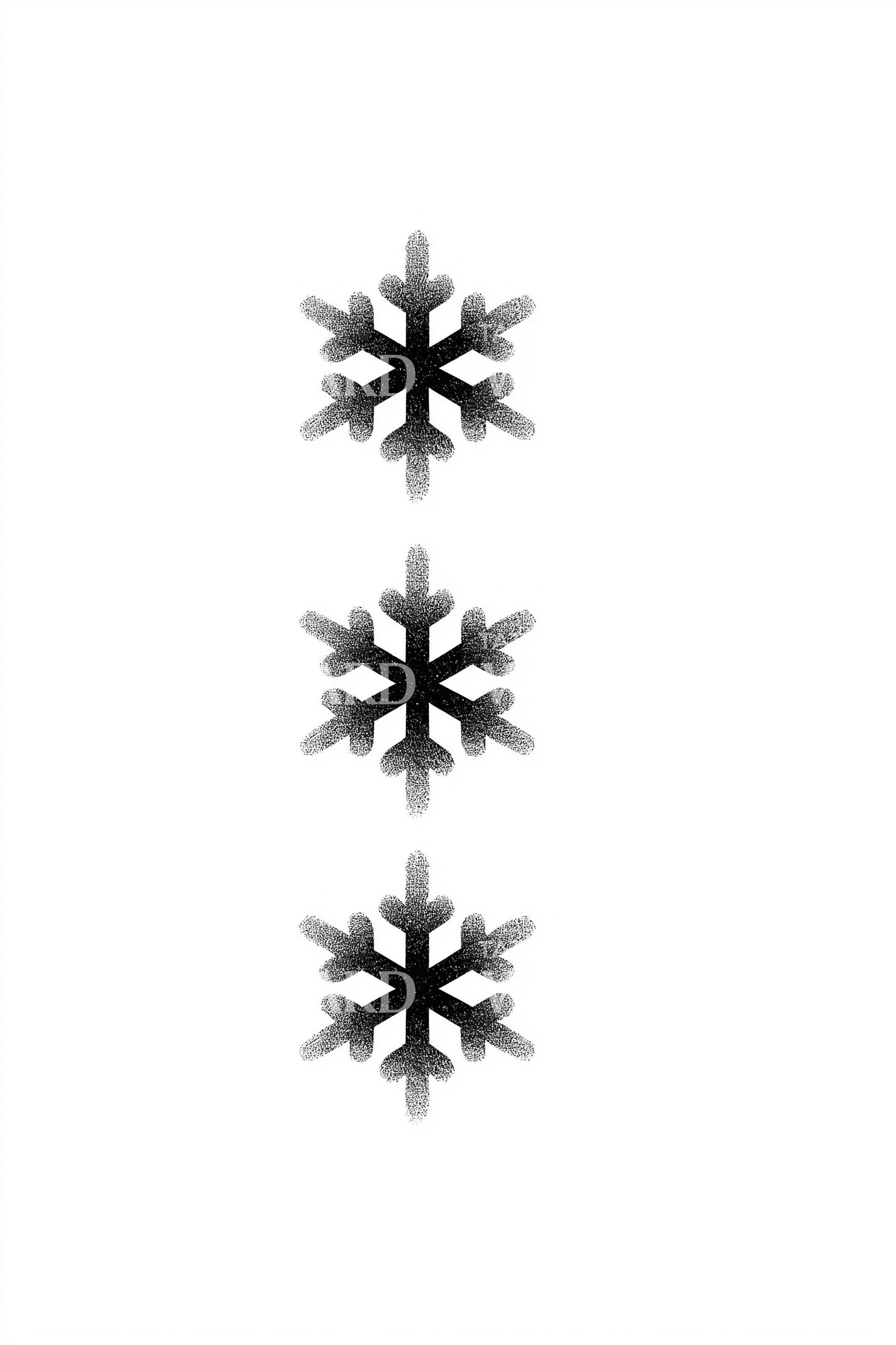 Vertical Snowflake Trio Tattoo Design