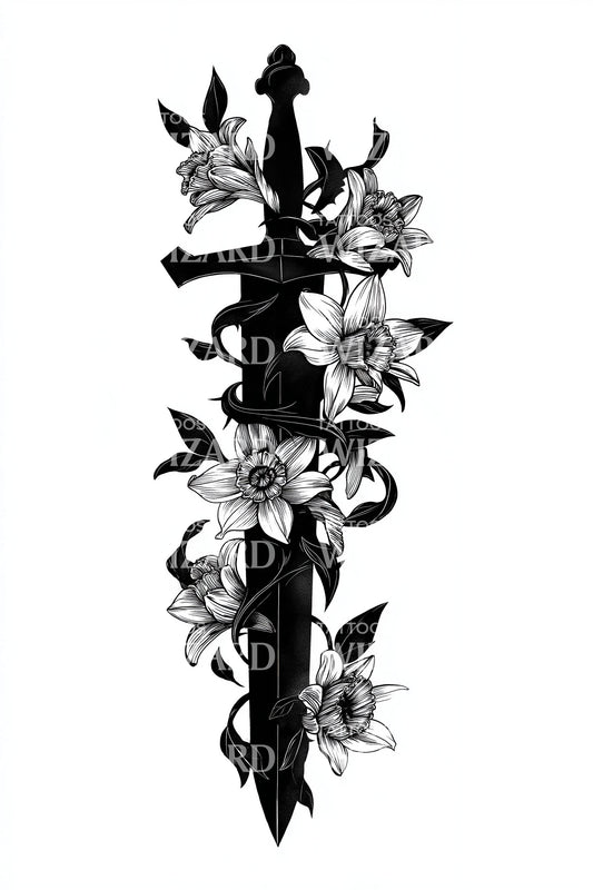 Vertical Stem Cluster Tattoo Design