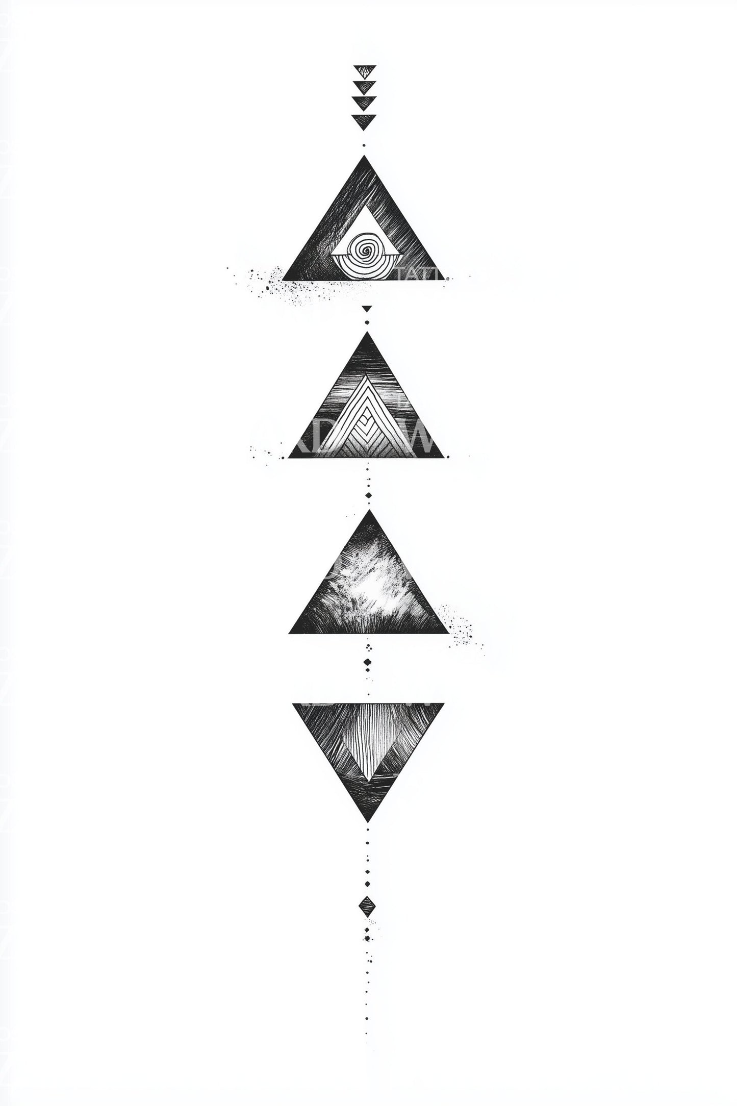 Vertical Triangle Totem Tattoo Design