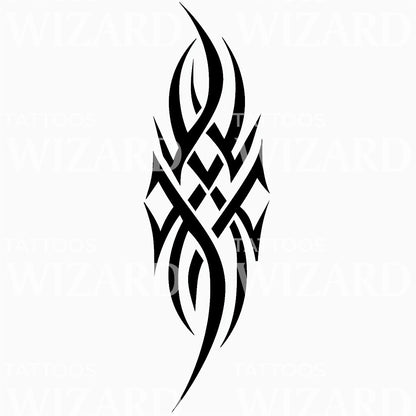 Vertical Tribal Flame with Bold Accents Tattoo Idea