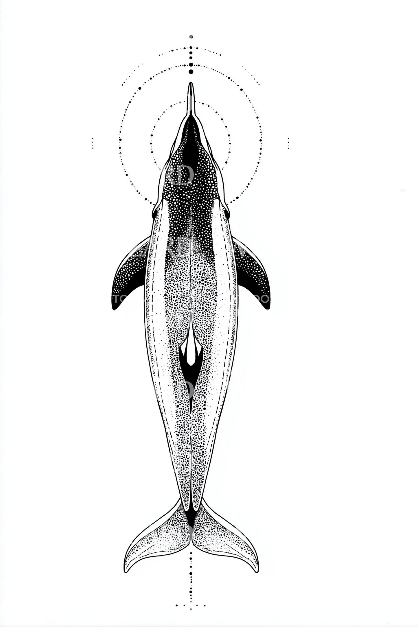 Vertical Whale Totem Tattoo Design