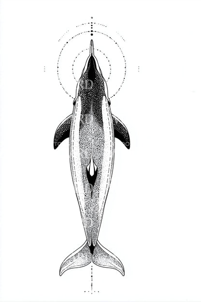 Vertical Whale Totem Tattoo Design