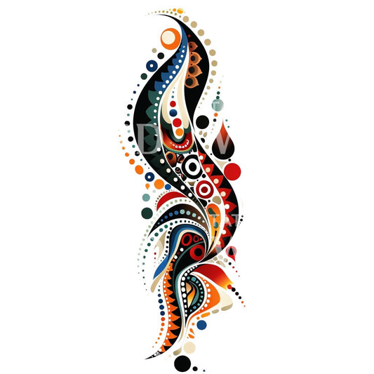 Lebendiges Aborigine-Dot-Art-Tattoo-Design