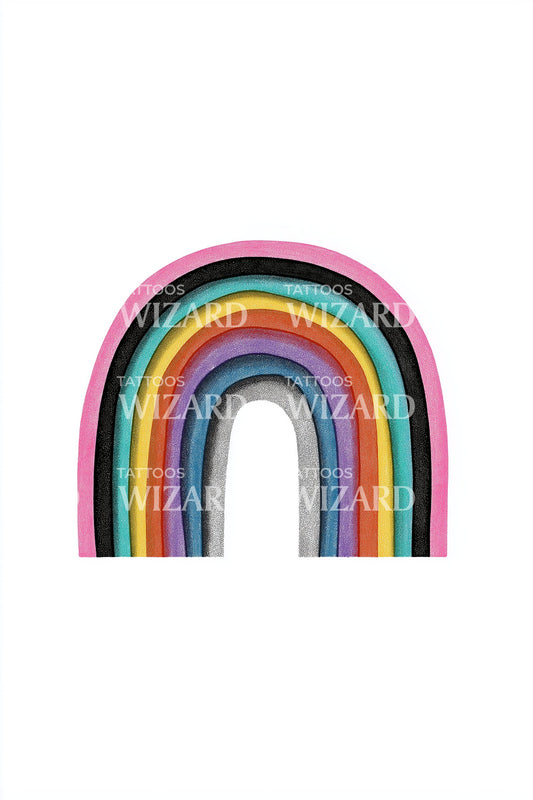 Vibrant Arch Rainbow Tattoo Illustration