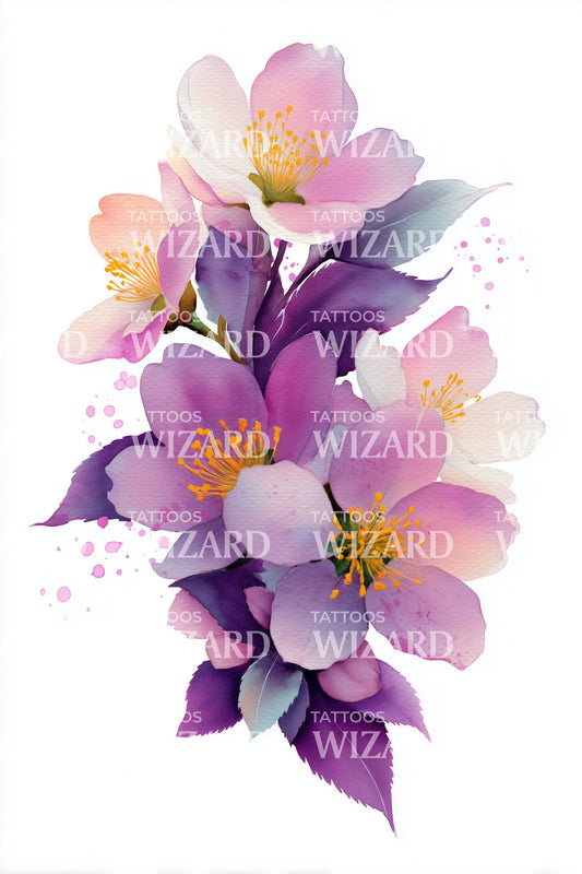 Vibrant Cherry Bloom Tattoo Design