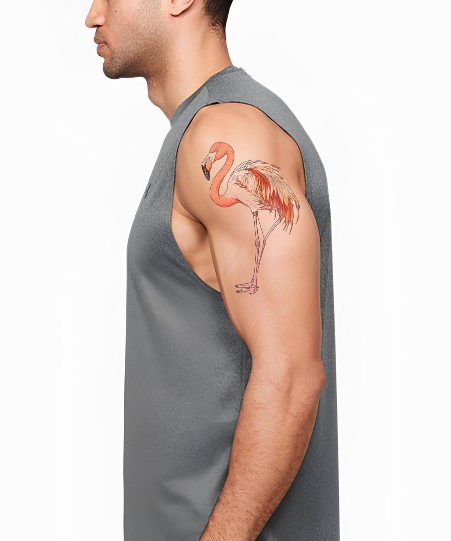 Vibrant Flamingo Plumage Tattoo Illustration