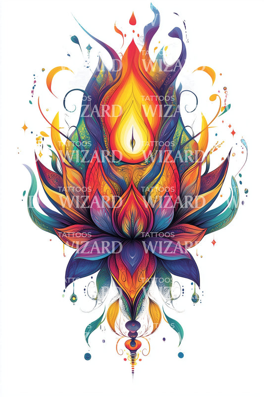 Desain Tato Api Teratai yang Hidup
