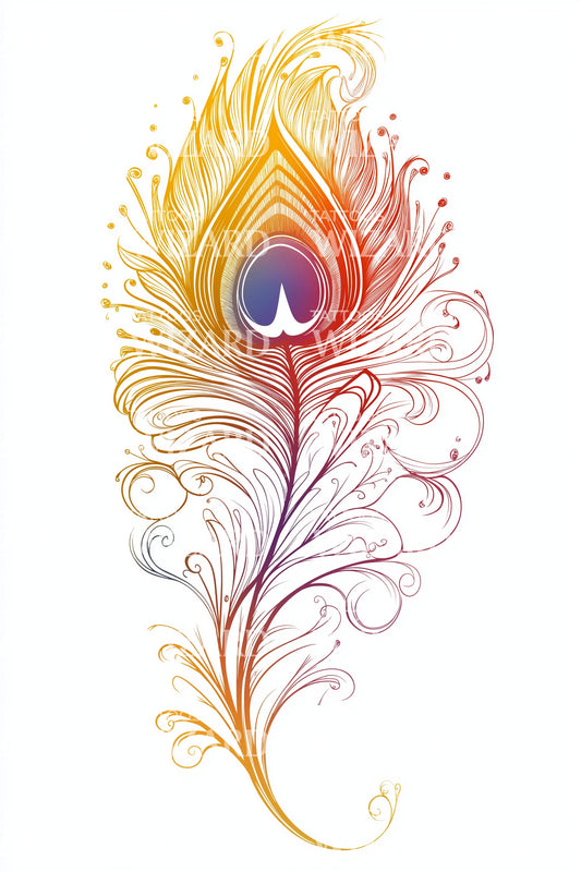 Lebendiges Pfauenfeder Tattoo Design