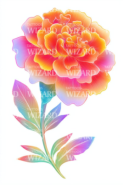 鲜艳牡丹花纹身设计