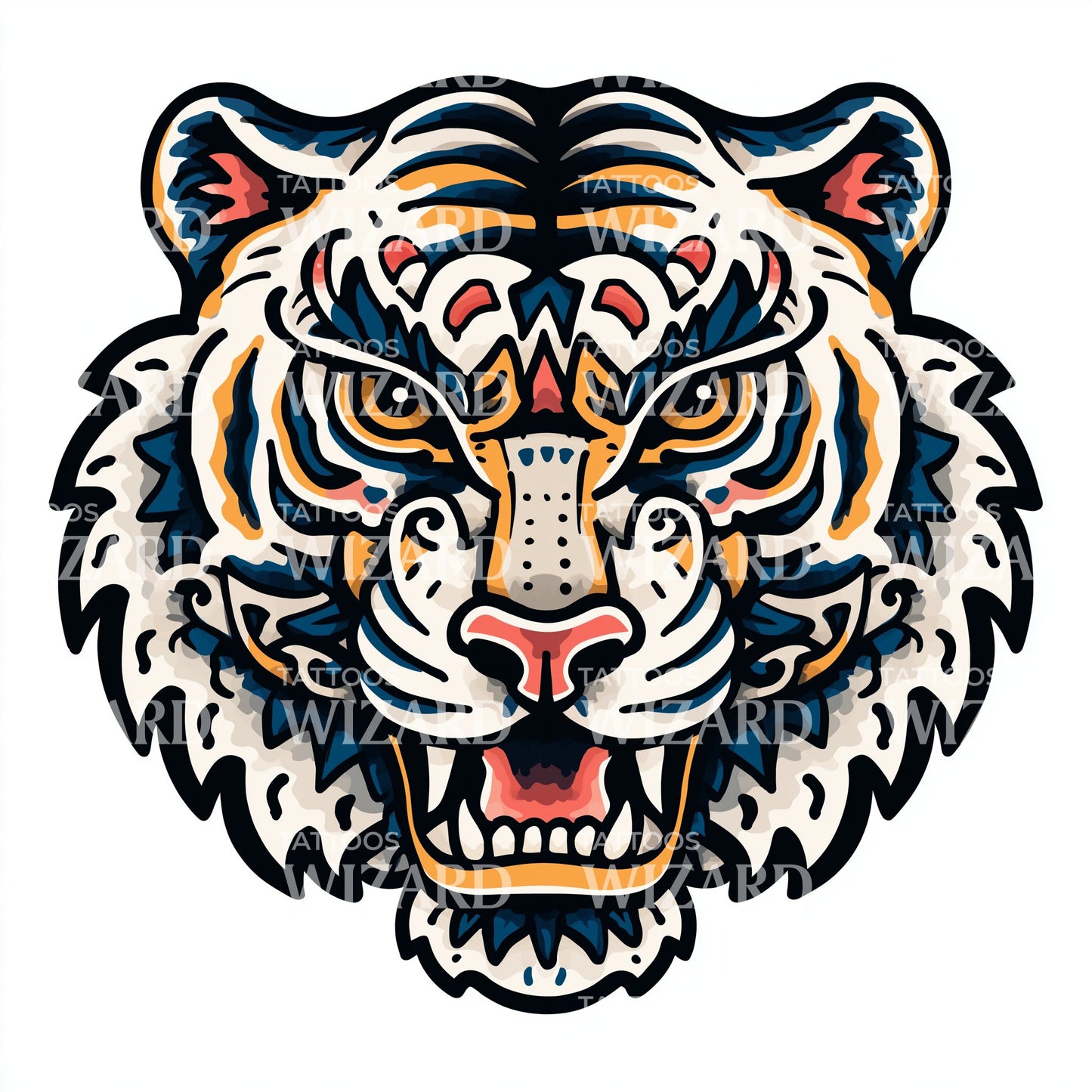 Vibrant Roaring Tiger Tattoo Design
