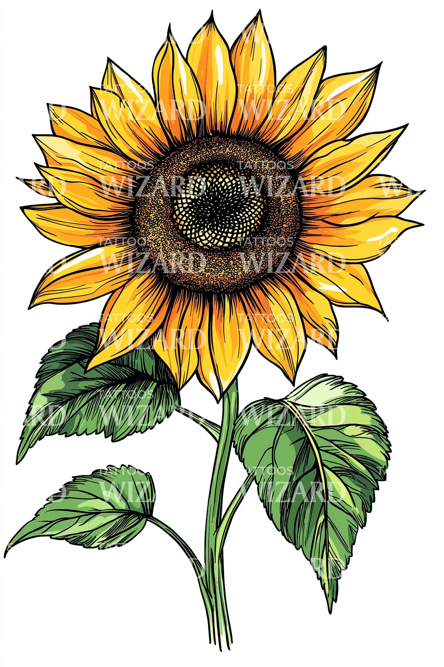 Vibrant Sunflower Bloom Tattoo Design