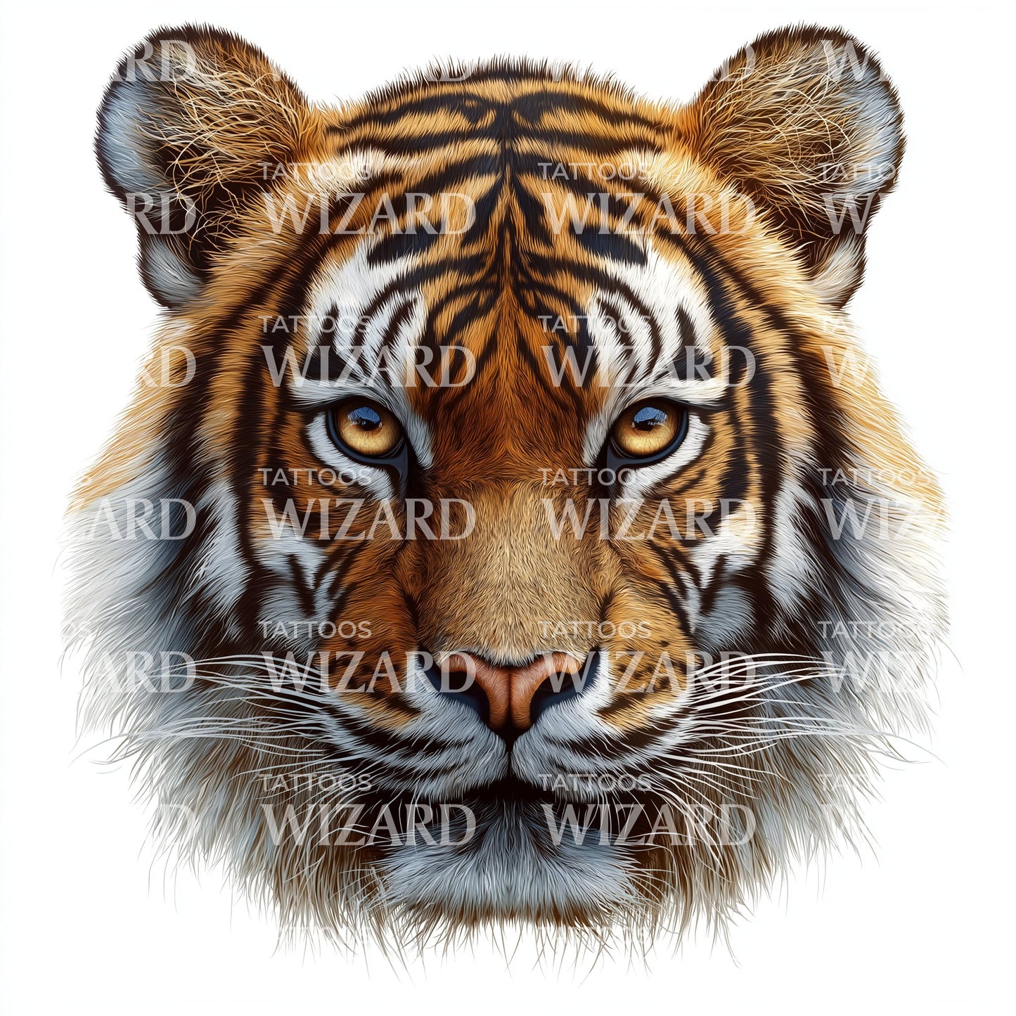 Vibrant Tiger Gaze Tattoo Design
