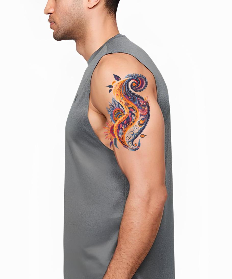 Desain Tato Putaran Paisley yang Hidup