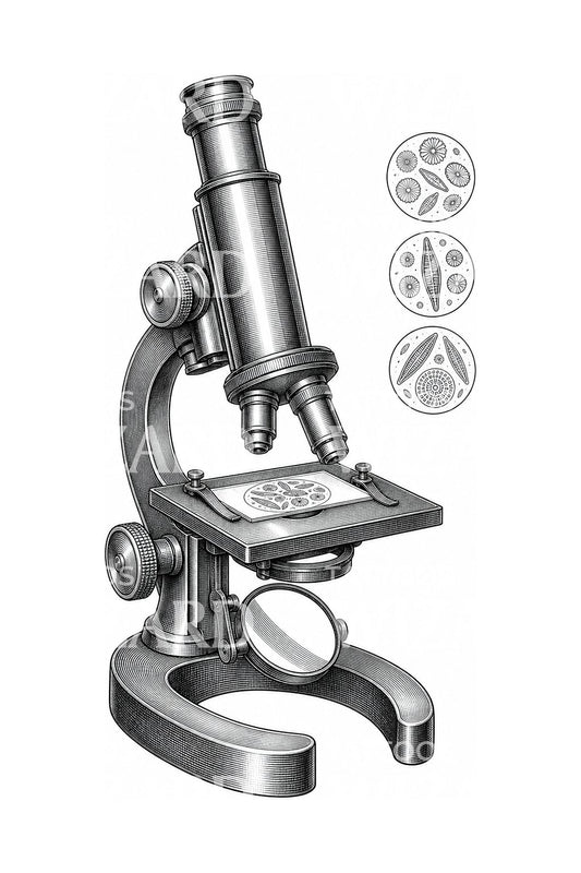 Diseño de tatuaje de microscopio victoriano de latón