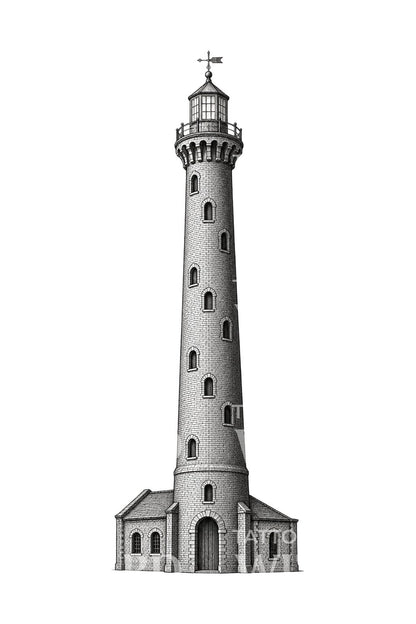 タトゥーイラスト: Victorian Brick Shot Tower Tattoo Illustration