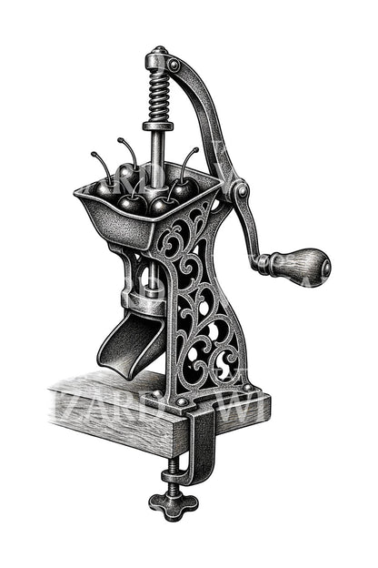 Victorian Cherry Stoner Machine Tattoo Design