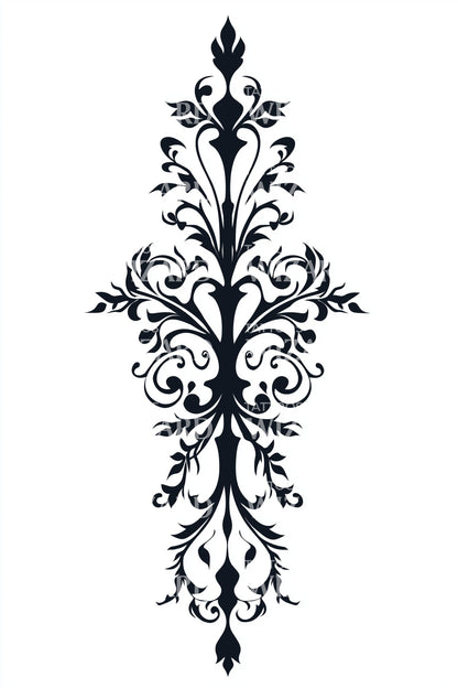 Victorian Damask Ornament Tattoo Design