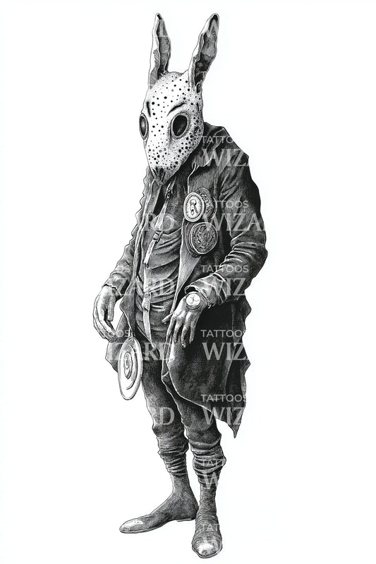 Victorian Rabbit Gentleman Tattoo Illustration