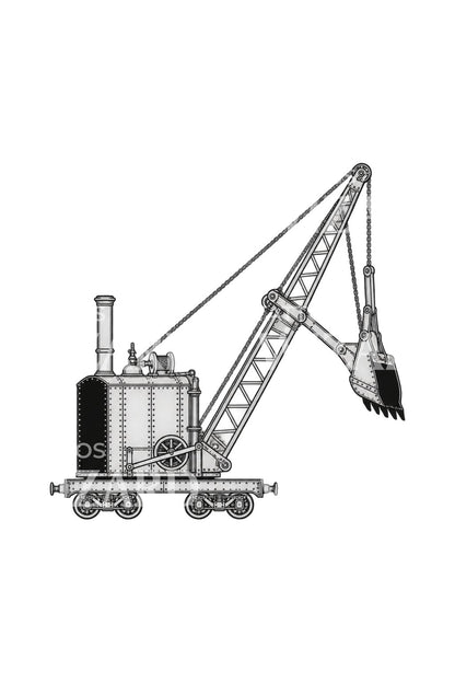 Ilustrasi Tato Sekop Uap Kereta Api Victoria