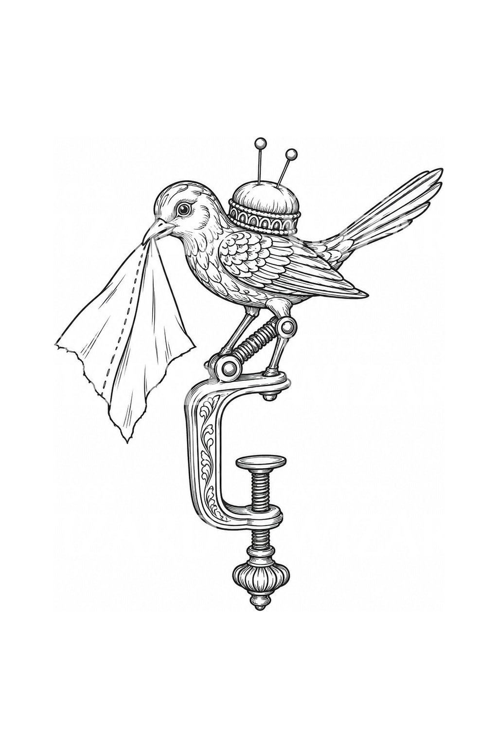 Ideia de tatuagem de pássaro de costura vitoriano