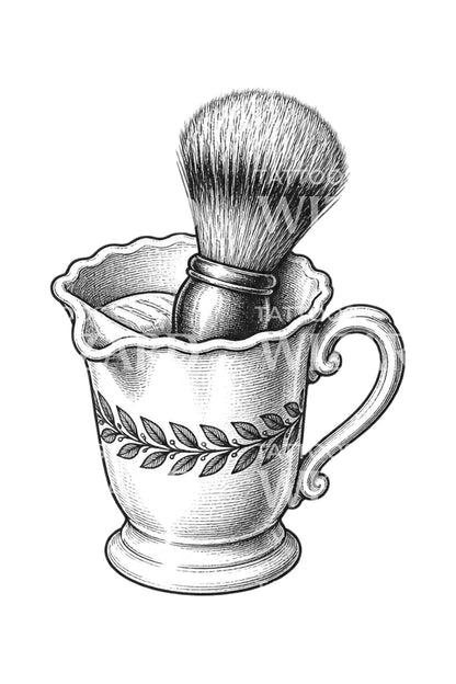 Tattoo-Idee für viktorianische Rasierschale und Pinsel